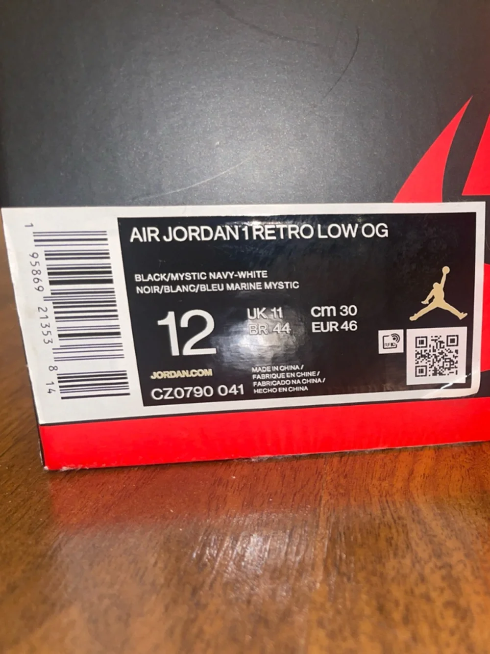 Nike Air Jordan 1 Low OG Mystic Navy Men's Size 12 Leather Sneakers CZ0790-041